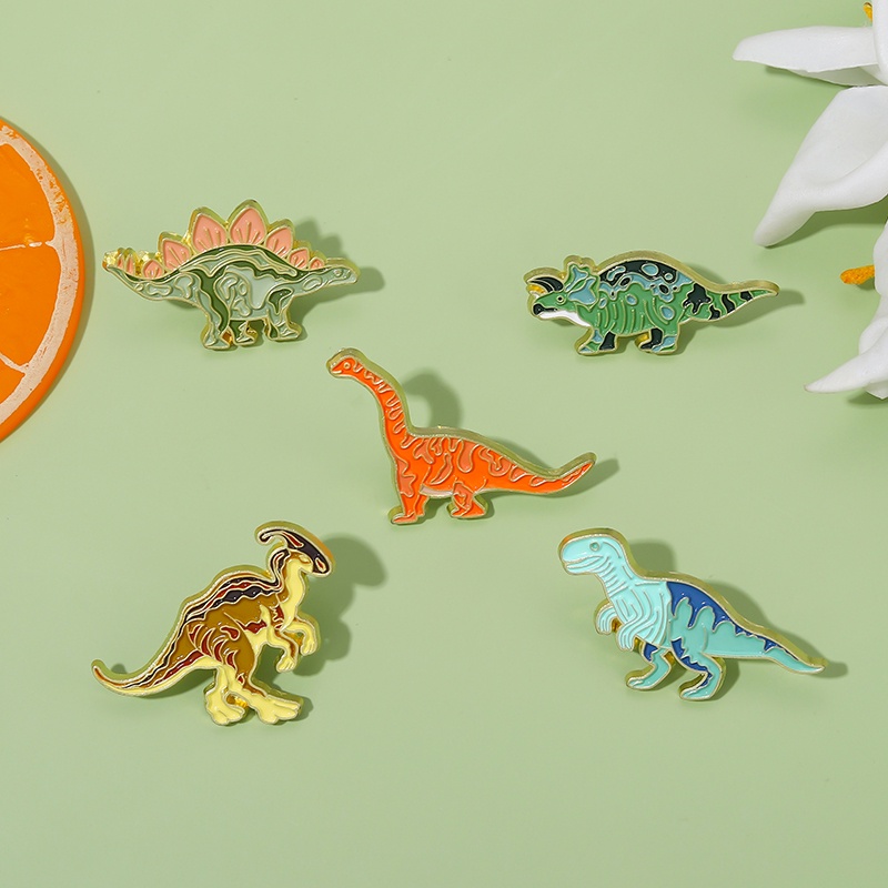 Bros Pin Enamel Desain Kartun Hewan Dinosaurus Jurassic Warna-Warni Untuk Anak