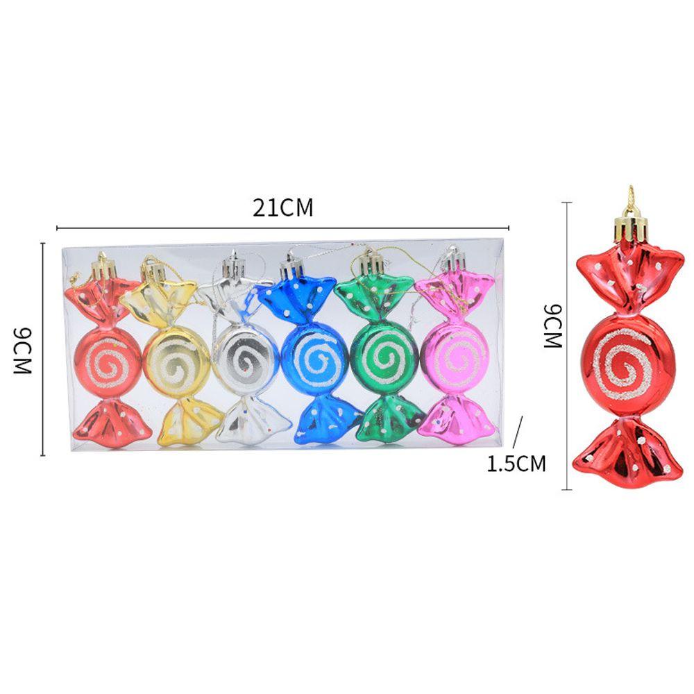 [Elegan] Candy Props Colorful Lolipop Jubilant Enam Pcs Dekorasi Pohon Natal