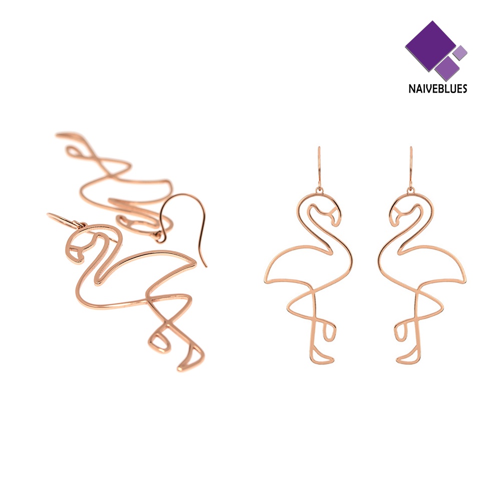 Anting Kait Desain Flamingo Model Hollow Untuk Wanita