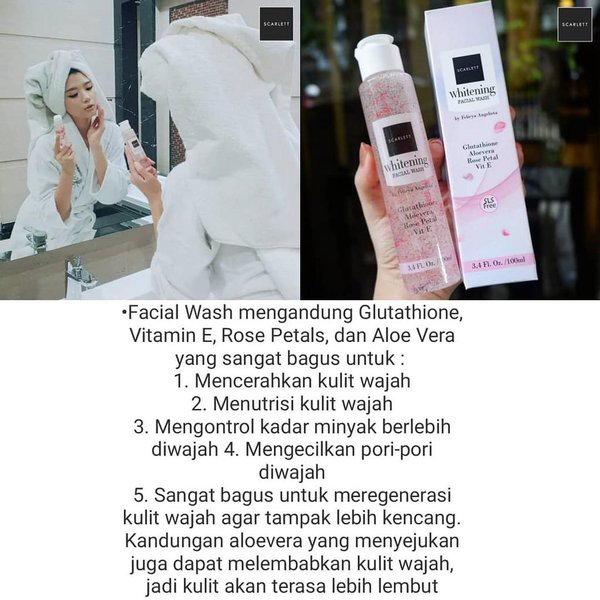 [ORI] Scarlett Whitening Facial Wash Pembersih Wajah Memutihkan &amp; Mencerahkan dalam 2 Minggu - ORIGINAL BPOM 100 ML