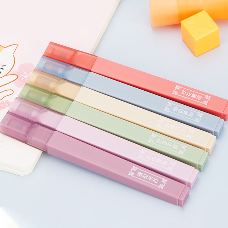 6pcs / Box Spidol Highlighter Warna Morandi Ujung Lembut Untuk Pelajar