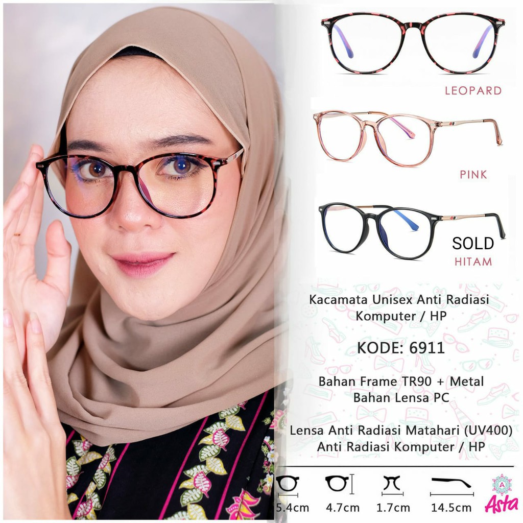 kacamata unisex dewasa anti radiasi komputer / HP dan radiasi matahari kode : 6911 by Asta