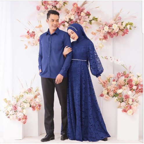 Baju Gamis Pasangan Couple Muslim Brukat Lengan Panjang baju gamis couple terbaru 2021 wanita mewah
