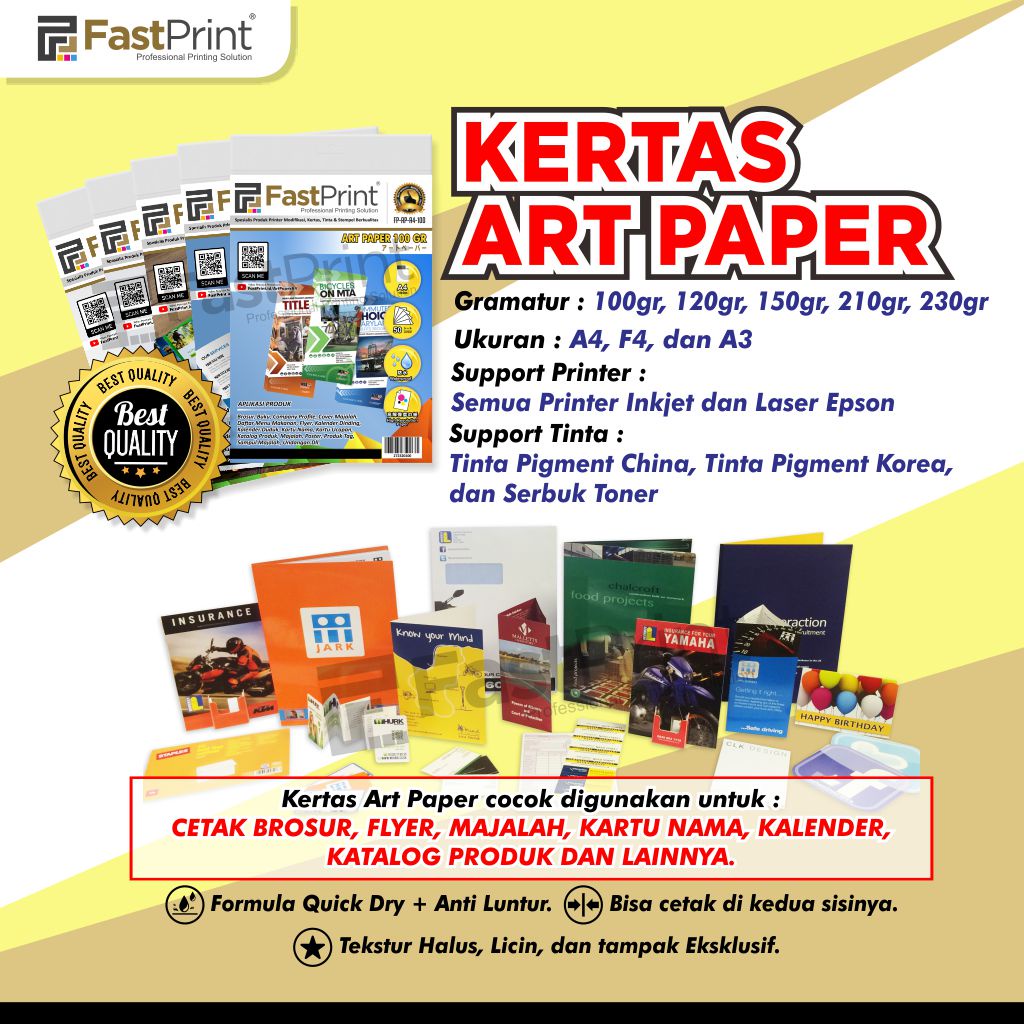 Fast Print Kertas Art Paper Brosur Glossy Ukuran A4 230 Gram