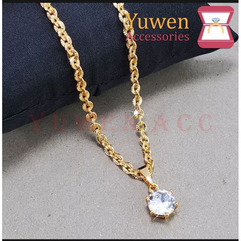 Kalung Nuri Liontin Permata Mewah Lapis Emas 24 Karat