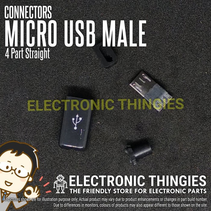 Micro USB Male Connector 4 part Straight Lurus DIY Konektor Mikro