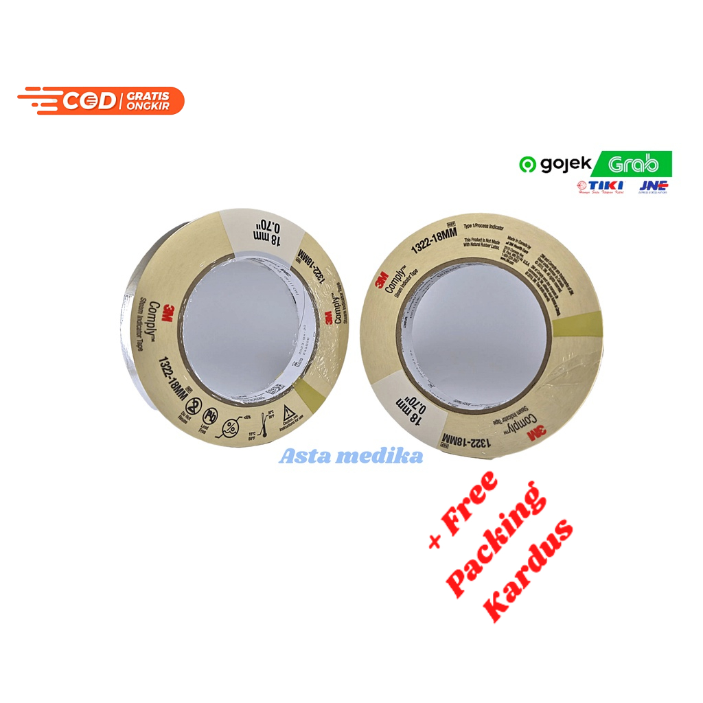 Autoclave Tape 12mm &amp; 18mm 3M - Comply Steam Indicator Tape - Adhesive Tape 1322 12mm &amp; 1322 18mm 3M