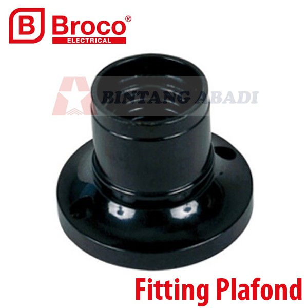 Broco Fitting Plafon E27 Bulat Hitam 210 L / Colokan Lampu Bohlam SNI