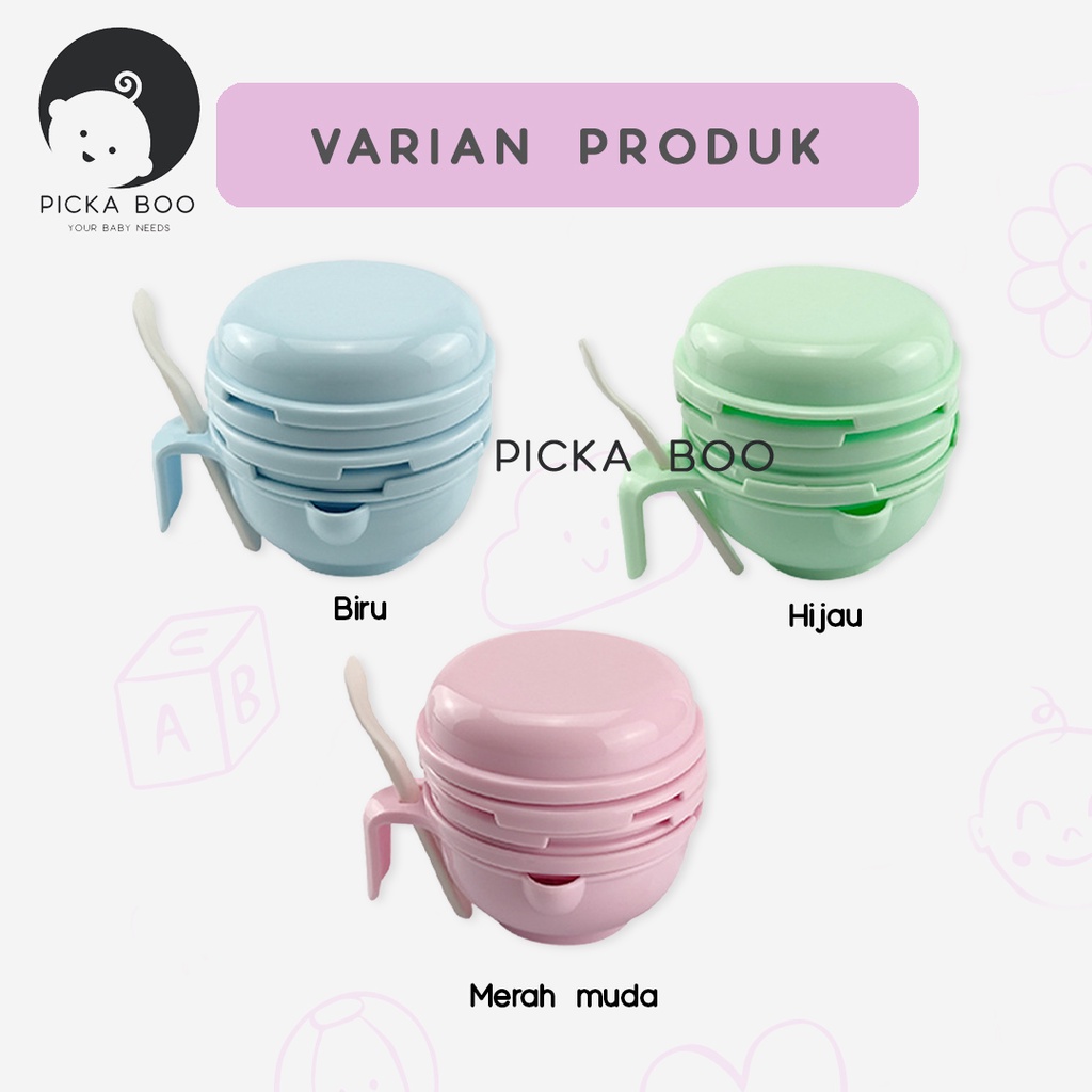 PICKA BOO Food Masher Grinder Bowl Mangkok Penghalus Pelumat Pembuat Makanan MPASI Bayi Food Maker Grinding BPA FREE