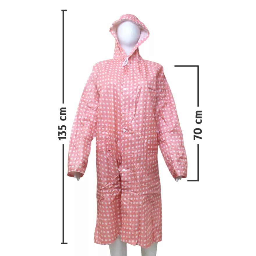 JAS HUJAN PONCHO LENGAN POLKADOT RAINCOAT JAPAN EXPORT ROSIDA 2C