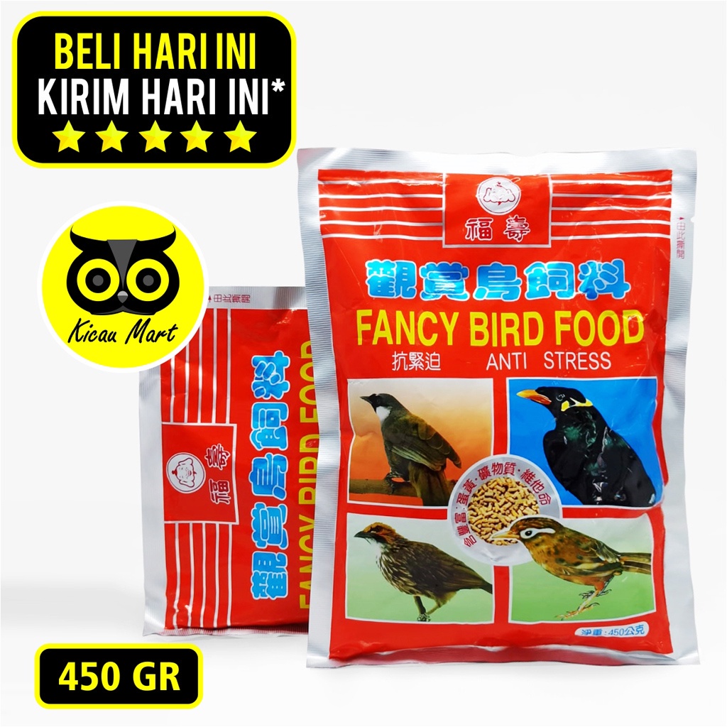 Fancy Bird Food Anti Stress 450 Gr Voer Pur Makanan Burung Anis Murai Cucak Kacer Jalan Beo Robin Tledekan Fancy Birdfood Pakan Burung Kicau