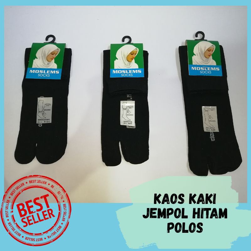 kaos kaki jempol hitam polos 3 ukuran S-M-L