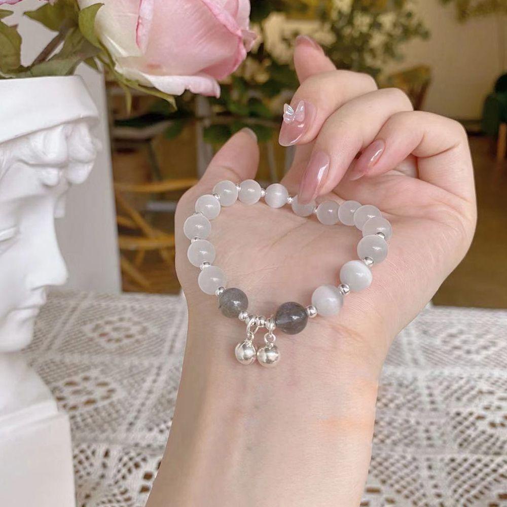 Mxbeauty Wanita Opal Gelang Beruntung Adjustable Perhiasan Aksesoris Gadis Hadiah Warna Solid Temperamen Teman Manik-Manik Bulat