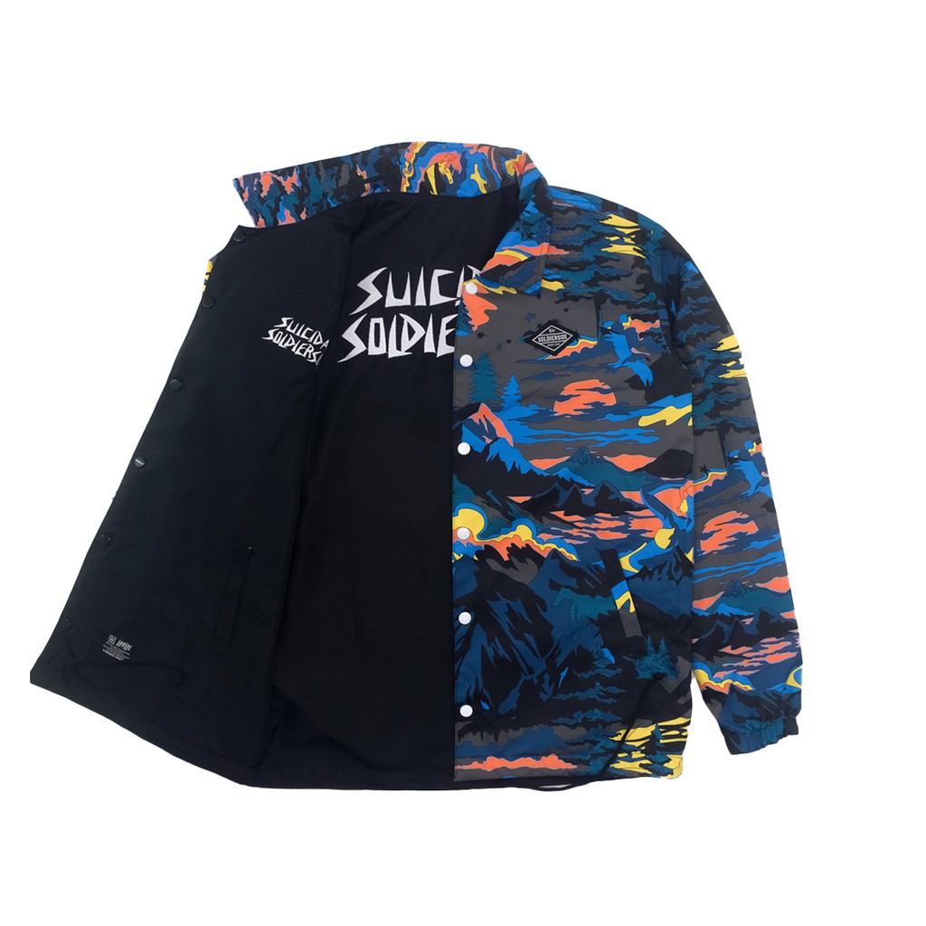 Soldierside Coach Jacket Windbreaker 2in1 STYLE Suicidal Hitam Blue Abstrak 121B