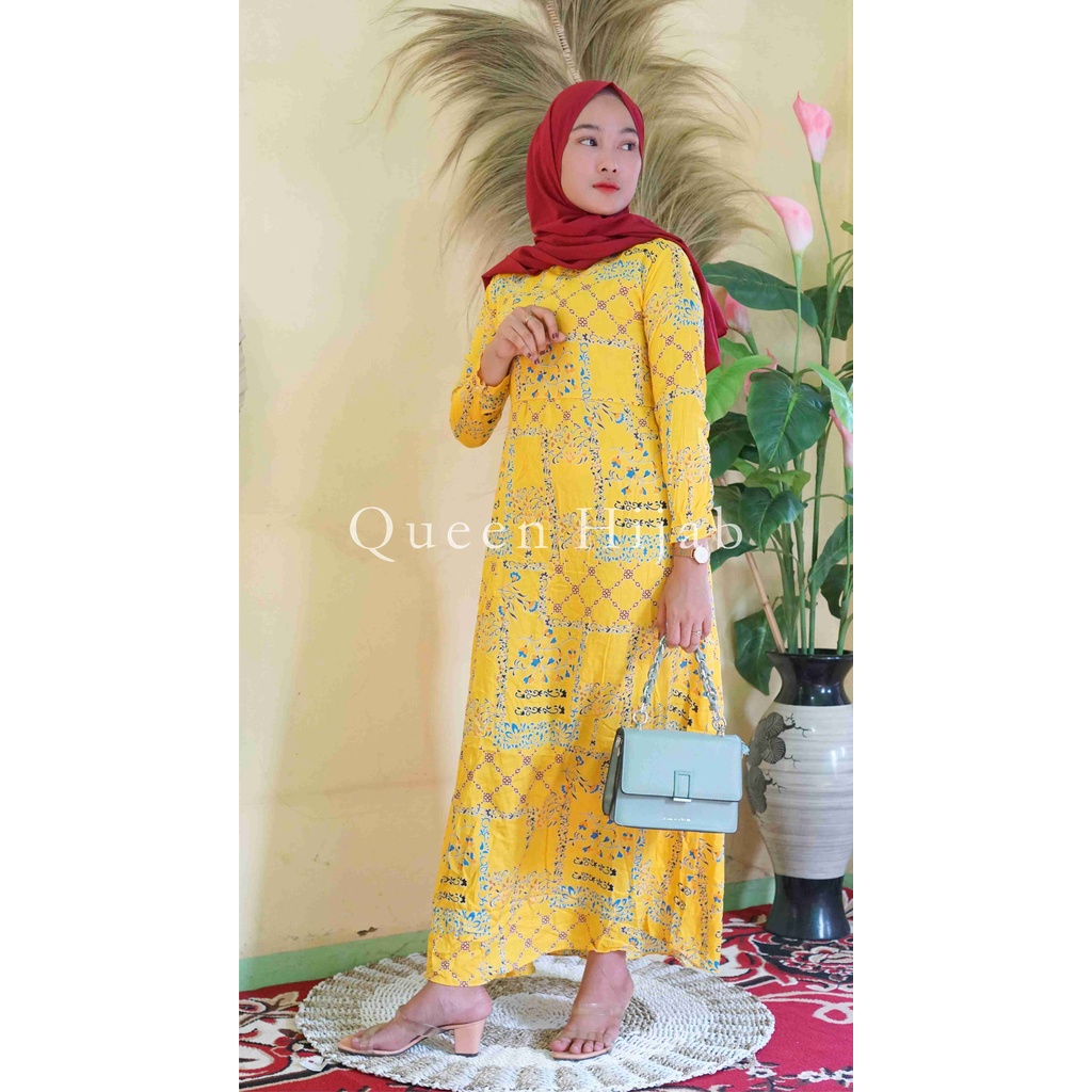 GAMIS RAYON VISCOSE MOTIF MAXI DRESS MURAH TERBARU