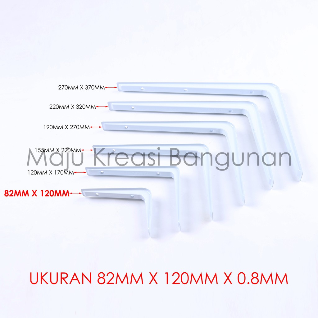 Siku Rak L Tebal SOLIGEN 82mm x 120mm Shelf Bracket Ambalan Meja Besi Putih 82 120 mm