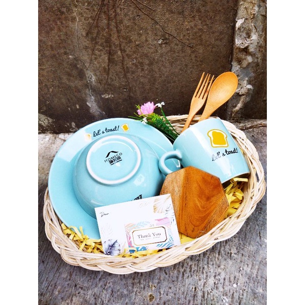 hampers/kado set makan keramik limited edition breakfast series/mug/mangkok/piring/keramik/kado nika