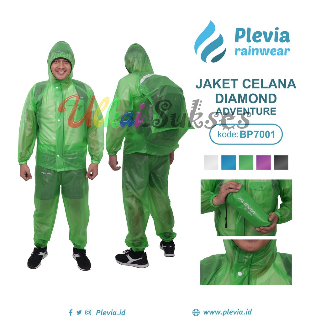 Plevia Jas Hujan Setelan Backpack Transparant BP7001 - Raincoat Dewasa Diamond Adventure Murah Laris