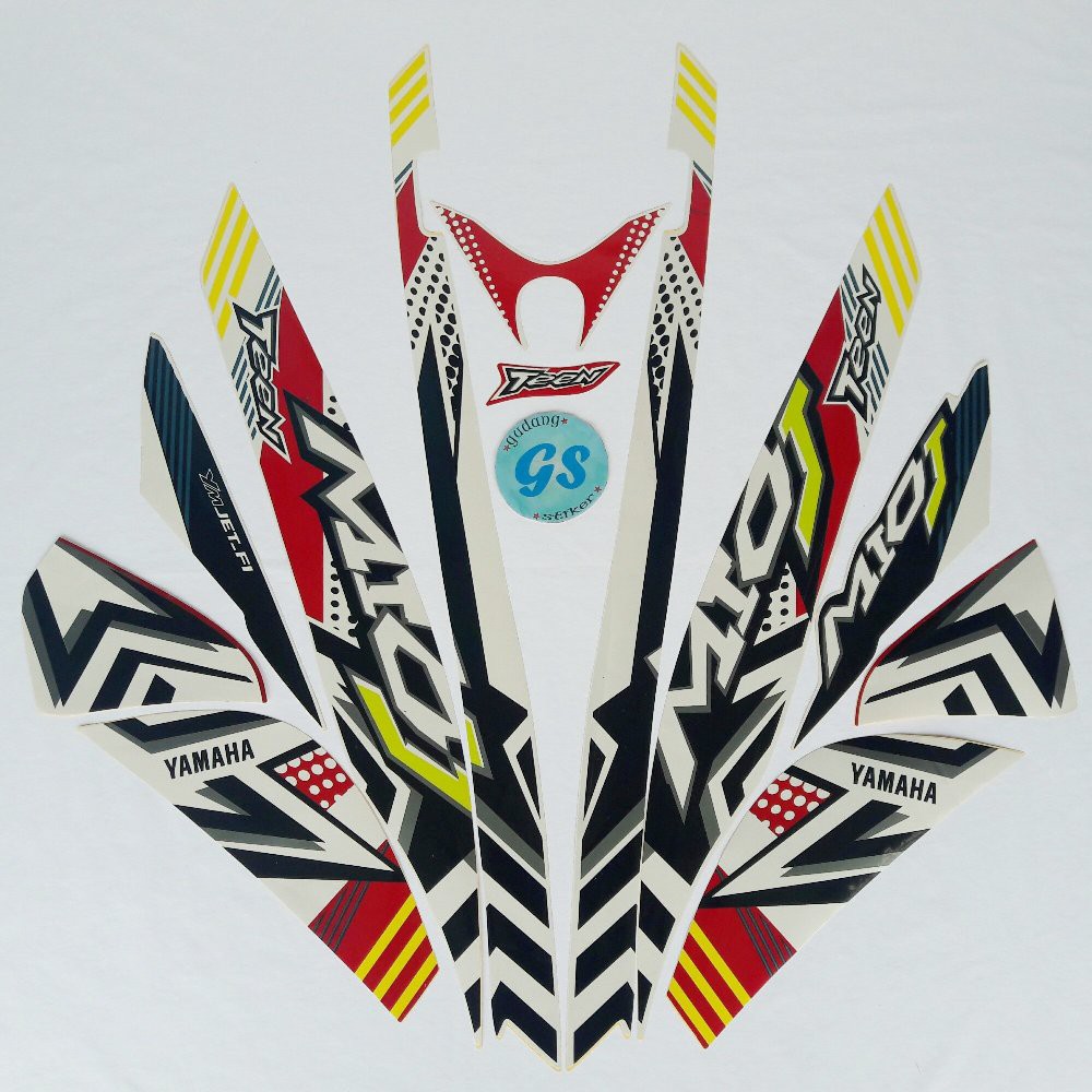 Variasi Stiker mio j teen putih-merah