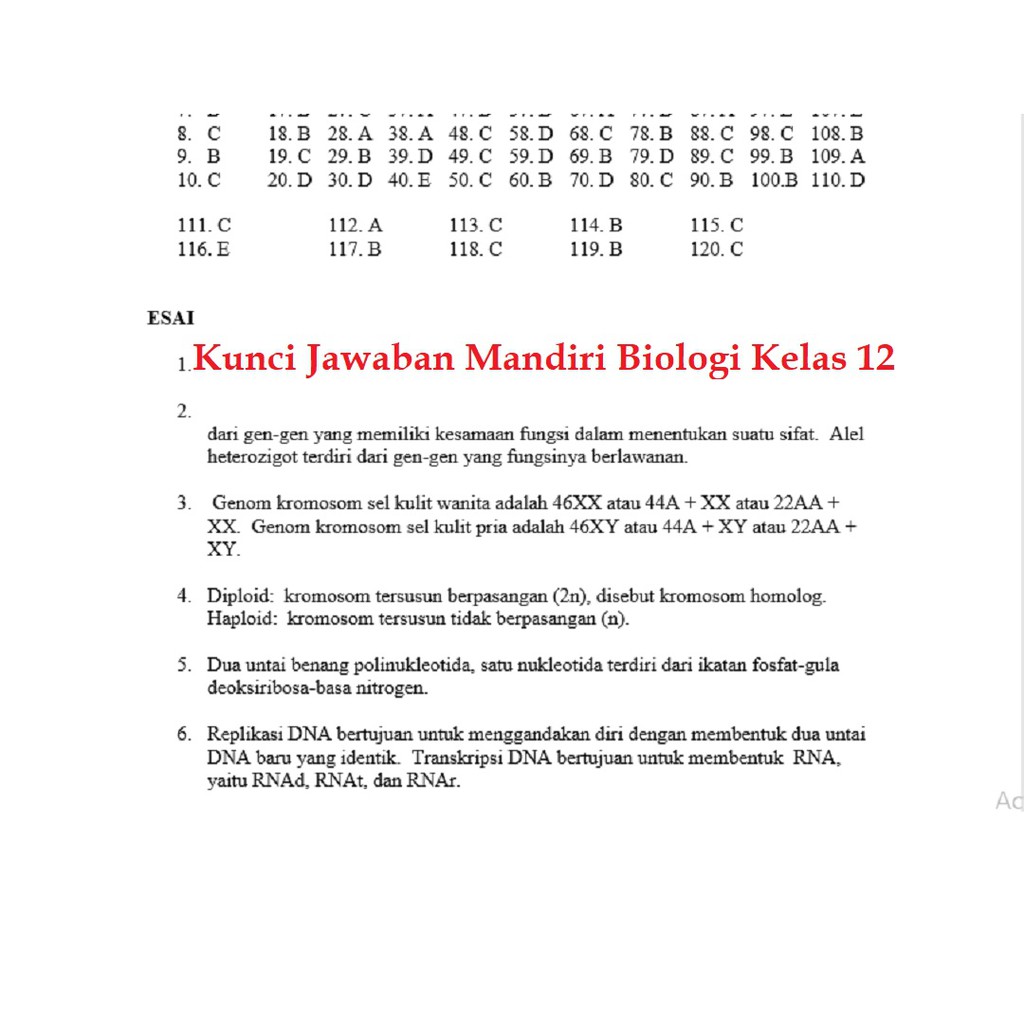 Buku Mandiri Biologi Sma Jilid 3 Kelas 12 K13 Soal Jawaban Kurtilas Shopee Indonesia