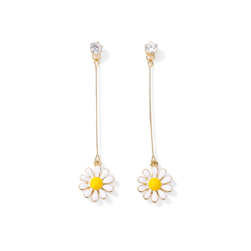 Anting Bunga Daisy Anting Panjang Wanita Ear Nail Earring