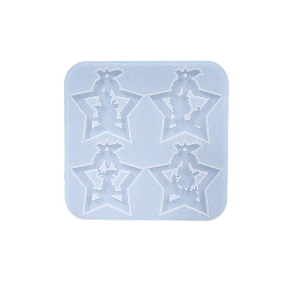 R-flower Resin Gantungan Kunci Cetakan Ornamen DIY Silicone Mold Bintang Berujung Lima