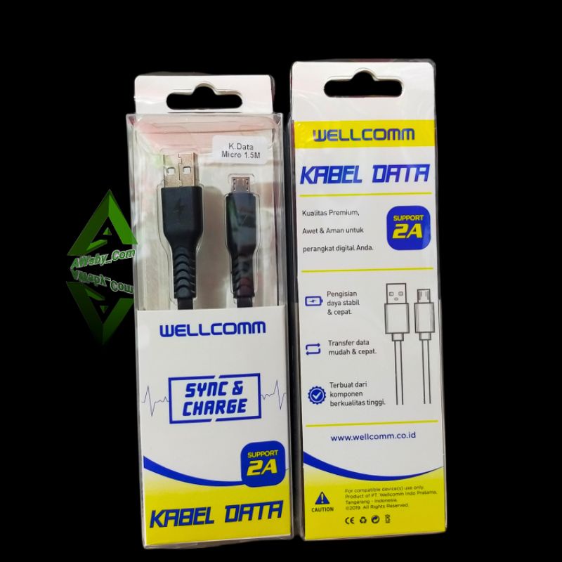 KABEL DATA PANJANG 1,5 meter MICRO USB/ TYPE C FAST CHARGING (WELLCOMM 1,5)