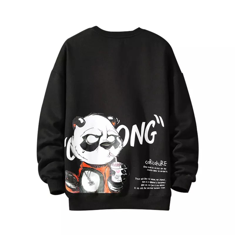 Sweater Pria Cartoong Panda Sweater Big Size Sweater Crewneck Size XXL Fleece