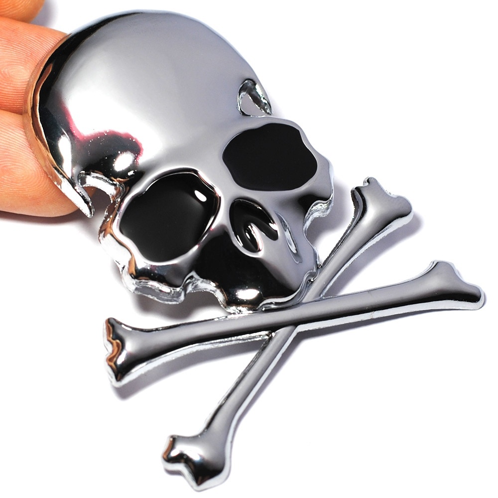 3D Metal Skull Skeleton Crossbones Car Motorcycle Sticker Truck Emblem Badge