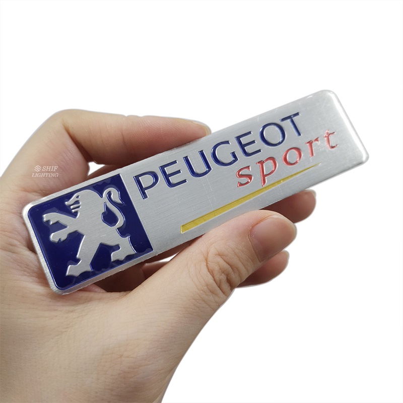 1pc Stiker Emblem Logo PEUGEOT SPORT Bahan Aluminum Untuk Bagasi Belakang Mobil PEUGEOT