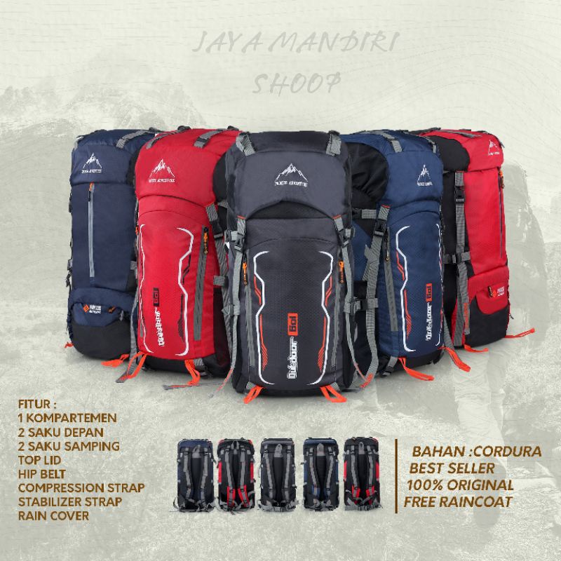 TAS RANSEL GUNUNG//CARRIER 60ltr BONUS RAINCOVER MURAH MERIAH BERKUALITAS