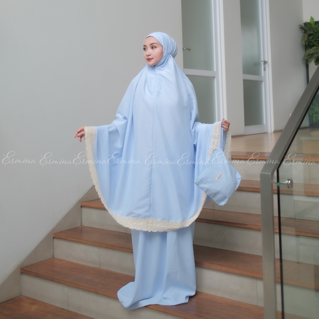 Mukena Ermina 2in1 Traveling Azkia Series Dewasa Renda Rajut