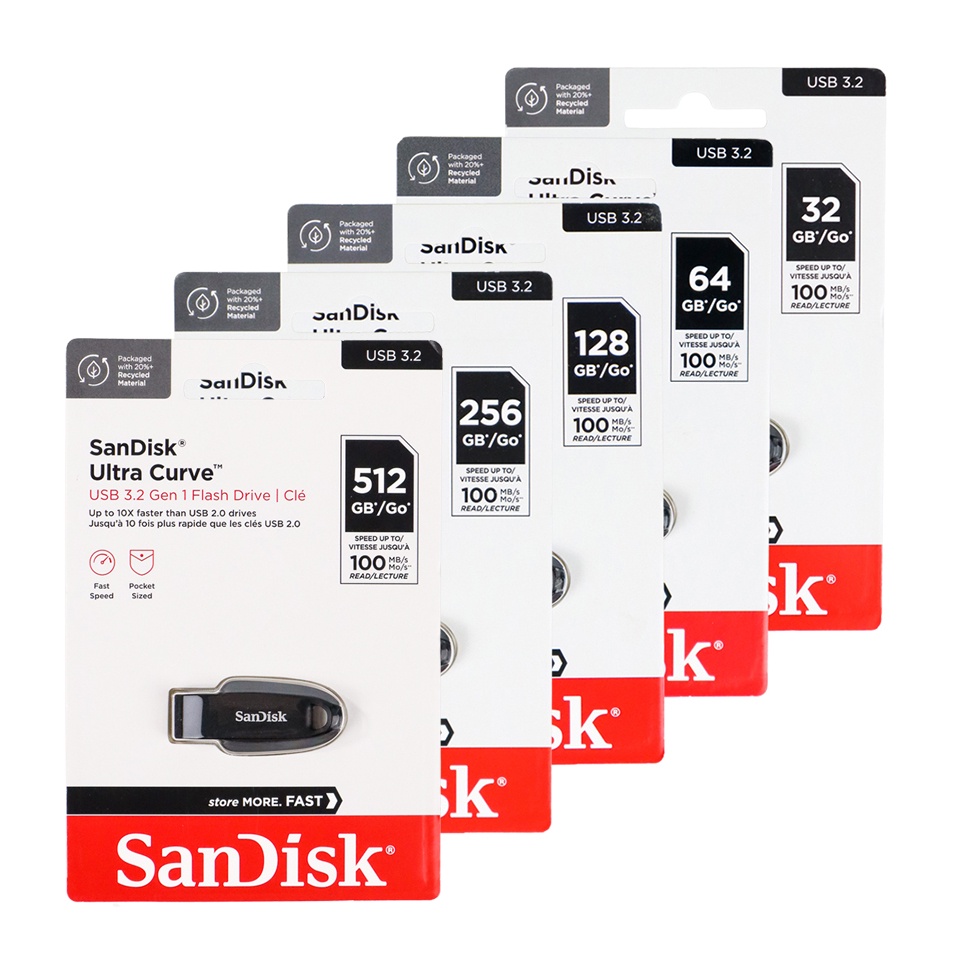 SanDisk Ultra Curve Flashdisk USB 3.2 512GB - SDCZ550 - Black