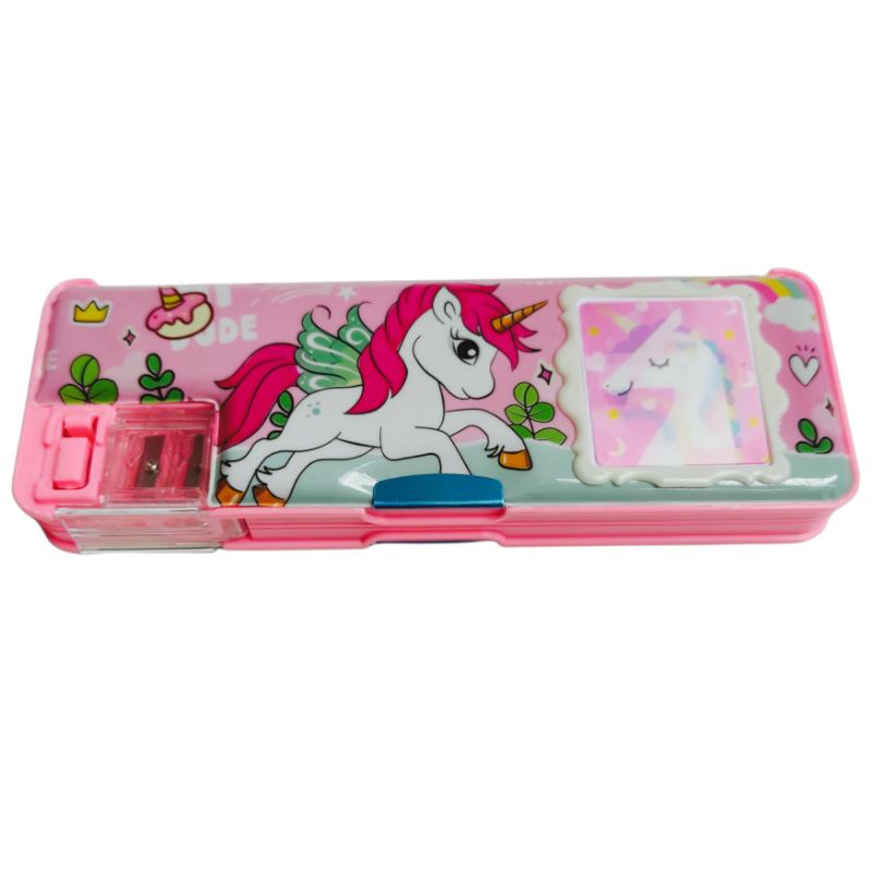 Kotak Pensil Kalkulator Serutan Motif Pony Frozen BTS BT21 Unicorn  Avengers Spiderman-UNICORN