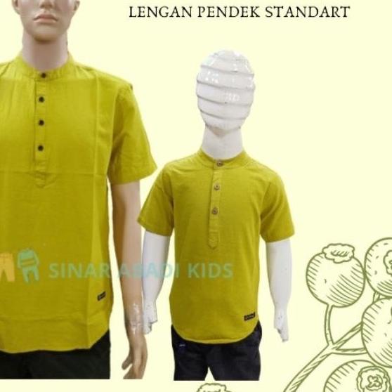 ☟ Kemeja Koko Dewasa dan Anak Lengan Pendek std Lemon/Lime ✵