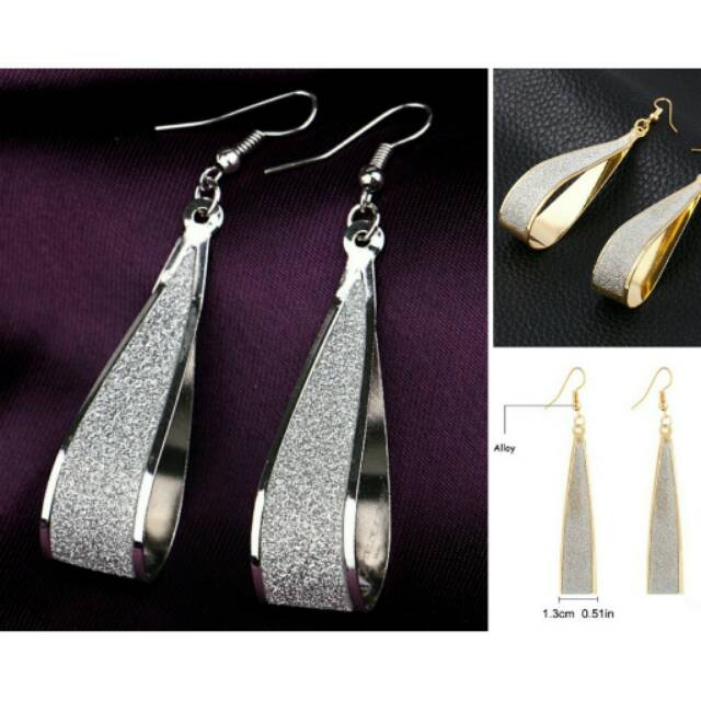 Silver / Emas Kristal Hook Anting menjuntai