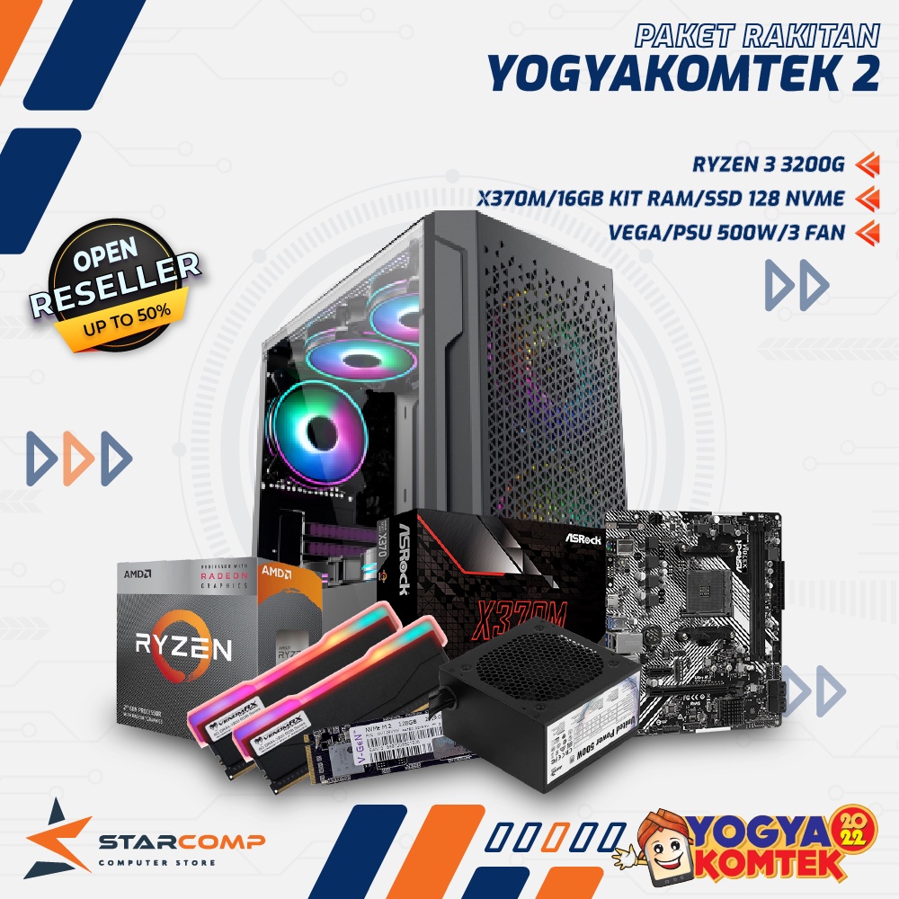 PC RAKITAN AMD RYZEN 3 3200G X370M 16GB RAM 128GB NVME PAKET RAKITAN