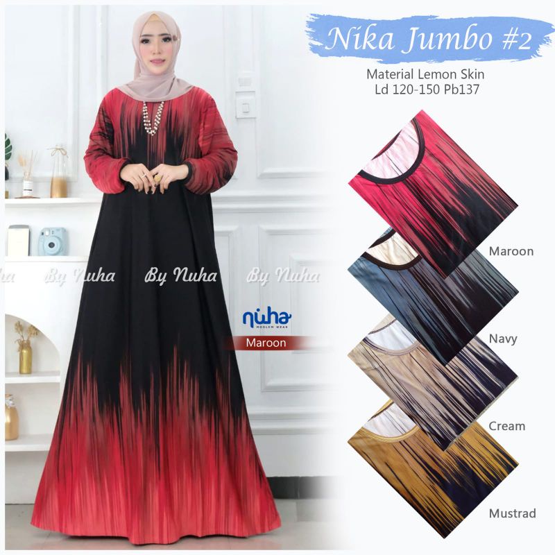 Gamis Nindy jumbo#2/maxy dress Mat.adem dan melar Ld120-150
