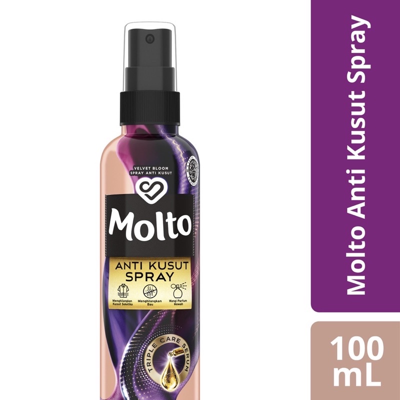 Molto Anti Kusut Lecek Velvet Bloom Spray 100ml Tidak Perlu Setrika Pelicin Pakaian Instan Praktis Traveling