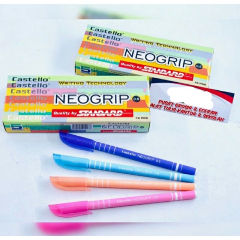 

Pulpen Bolpen Bolpoint Standard Castello Neogrip Anti Macet