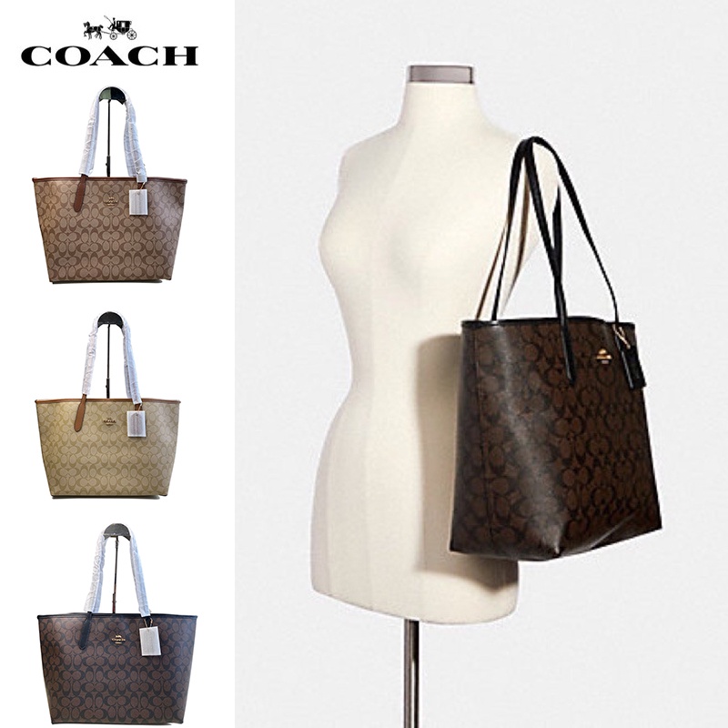 COACH Tas WanitaTas Tote tas kulit sapi asli  Tas Tote tas pundak 5696 Kapasitas tinggi Ukuran: 34cm