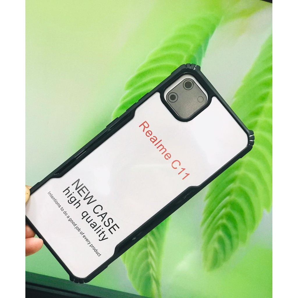 Fashion macaron BLACK four-corner anti-fall soft edge hard case REALME 7I/C17/7/NARZO 20 PRO/7PRO