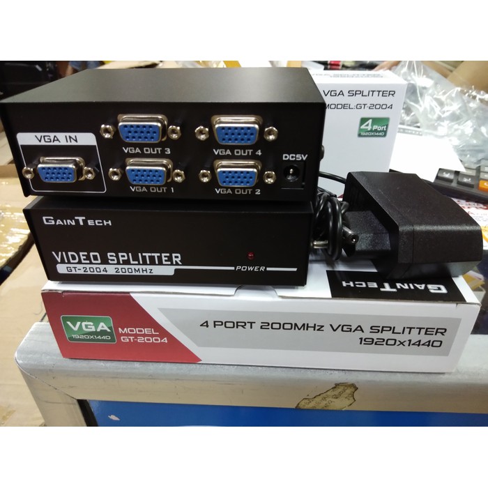 Vga splitter Gaintech 4 port 200mhz 1440p adapter GT-2004 - Vga 1 input to 4 output