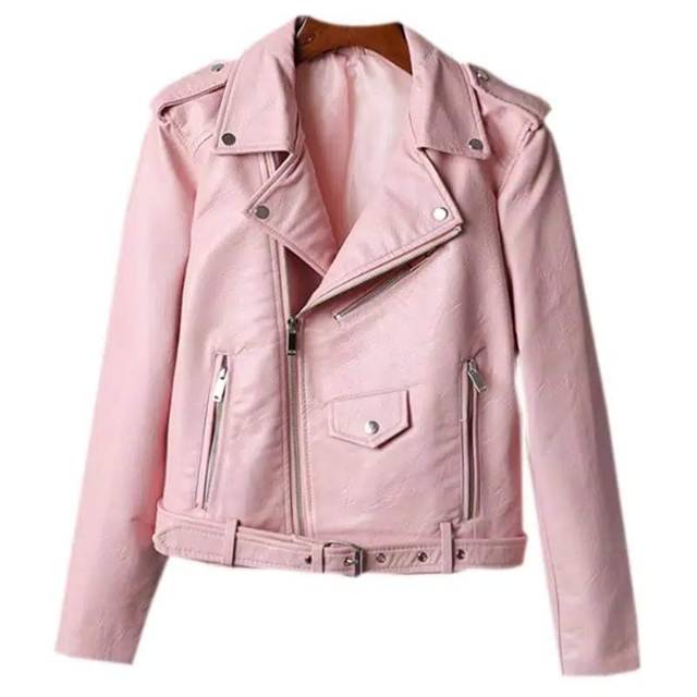 Jaket Kulit Wanita Ramones Pink