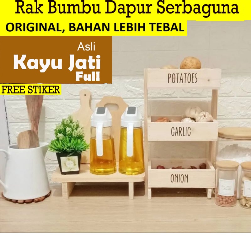 RAK DAPUR RAK RAK SUSUN Bawang Susun Kayu Jati Jawa Kekinian Rak Bumbu Dapur Serbaguna Minimalis kwalitas premium