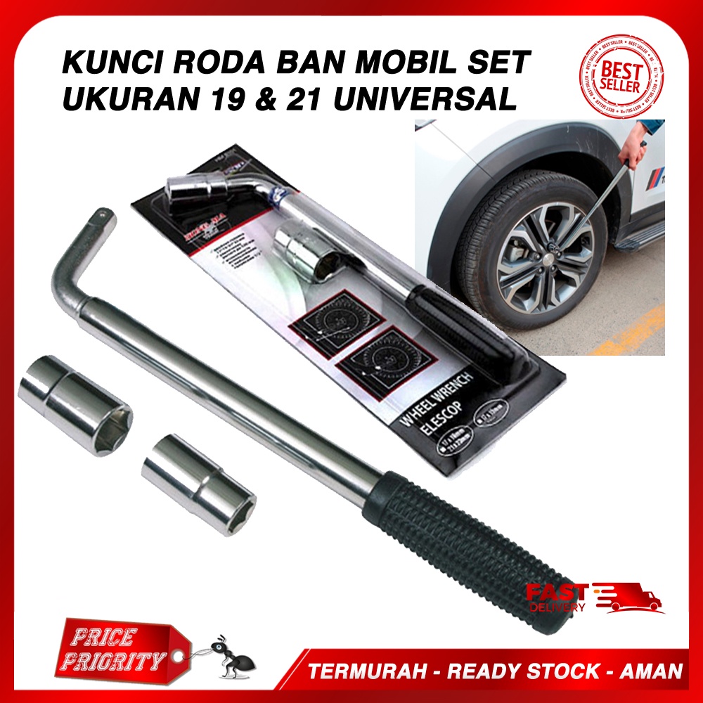 New KUNCI RODA BAN SERBAGUNA L BISA PANJANG PENDEK UK BAUT 19 & 21 / KUNCI L BAN MOBIL