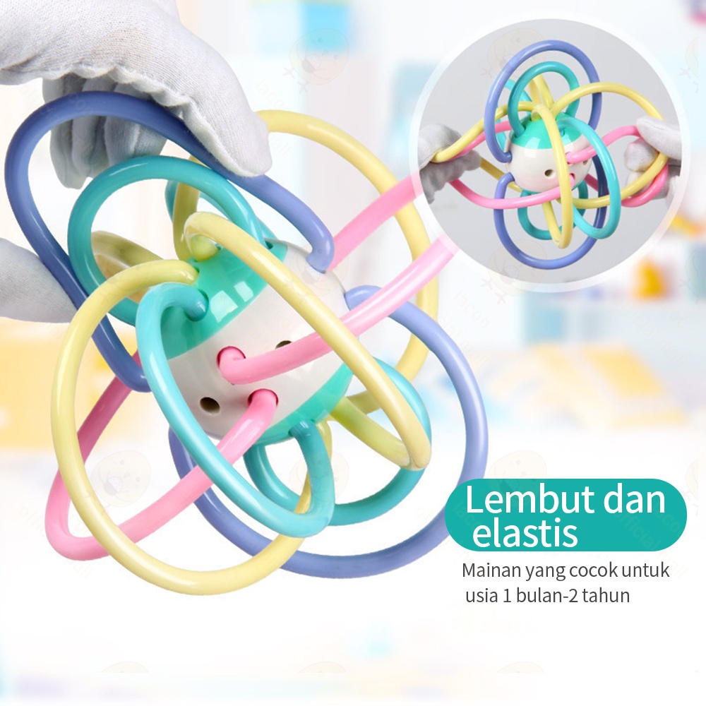 Mainan Gigitan bayi Manhattan bola Rattle teether bayi lembut BPA free