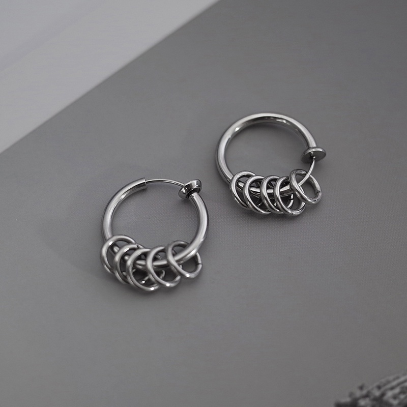 Hoop Metal Earrings Ear Clips Accessories Trend Hip Hop Retro