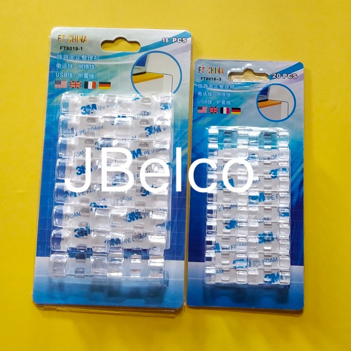 

perekat-pengikat- set klem kabel tempel penyusun warna transparan cable clip organizer - kecil