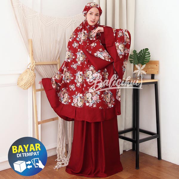 Balicihui Mukena Nadia Maroon 2 Mukena Bali Jumbo Mukena Bali Dewasa by Balicihui